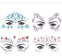 Tatouages Temporaires,Lot De 4 Pierres Décoratives Autocollantes Pour Le Visage Paillettes Pour Fêtes Pour Enfants Et Femmes Multicolores