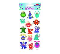 Tatouages temporaires - Monstres rigolos - Couleurs Multicolore