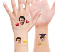 Tatouages temporaires personnalisés, tatouages personnalisés avec logo du nom de la photo du visage, imperméables amusants pour l'anniversaire, célibat d'adieu, Iaurea, Candy Wedding
