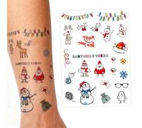 Tatouages Temporaires pour Enfants Noël, Kit Étanche, Décor de Vacances, faux tatouages autocollants,Tattoo pour Fêtes et Cadeaux d'Anniversaire (A)