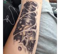 Tatouages Temporaires Pour Hommes, Manchon De Bras De Robot, Tatouage Mécanique Étanche, Grands Autocollants Noirs Pour Le Corps, Faux Transfert