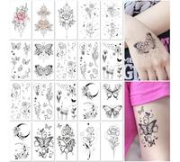 Tatouages Temporaires Semi-Permanents Imperméables, Motif Floral, Constellation, Plante, Papillon, 20 Feuilles