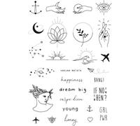 Tatouages Temporaires , Simple Set, Éphémère, Pour Homme Et Famme, Désign Original, Déguisement, Moderne, Hipster, Minimaliste, Écriture, Étoiles, Ancre, Coeur, Mains, Tatouages Imperméables
