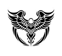 tatouages tribaux de cœurs et d'ailes Stickers muraux en vinyle 41x51.1cm Personnalisation Noir