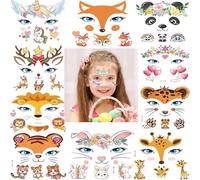 Tatouages Visage Enfant, 10 PCS Animaux Tatoue Temporaire, Tatouage Ephemere Enfant, Tatouages Enfants, Tatouage Visage Enfants Licorne Lion Panda Cerf Tigre Léopard Lapin pour Pâques, Carnaval