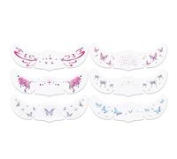 Tatouages visage papillons waterproof, 6 stickers longue tenue avec ailes pailletées et motifs cœurs, parfaits pour un maquillage de fête