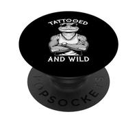 Tatoué et Sauvage Amusant à l'encre Alligator Amateur de Tatouage PopSockets PopGrip Adhésif