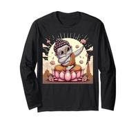 Tatoué méditant Le Bouddha dans Le Lotus Pose Humour Manche Longue