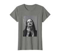 Tatouée nonne fumeur cigarette rebbelle chrétien Jésus T-Shirt