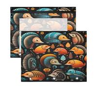 Tatous Aquarelle Oeuvre Trousses à Crayons Transparentes pour Chevet,Compatibles avec les Classeurs à 3 Anneaux(2 Pack)