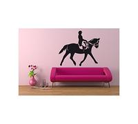 Tatoutex Stickers Cavalière et Cheval - Bleu Foncé, L 110cm x H 92cm