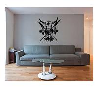 Tatoutex Stickers Crane de Bison et Plume d'Indien - Vert Forêt, L 60cm x H 65cm