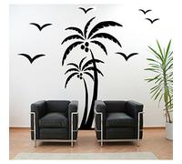 Tatoutex Stickers Palmier et Oiseaux - Orange, L 100cm x H 200cm