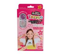 TATOY Super Glittzy Kit de tatouages temporaires pour fille - Tatouages temporaires à paillettes doux pour la peau avec 18 superbes pochoirs et de belles couleurs