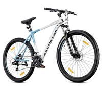 Tatra Bikes VTT 29 Pouces Overland pour Femmes et Hommes, Vélo Tout Terrain 29" - Cadre en Aluminium 21 Pouces, 21 Vitesses, Amortisseur, Freins à Disque - Blanc-Bleu