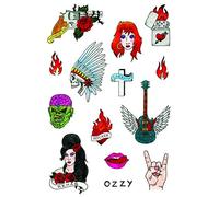 Tatsy Rock N Rolla Set, Tatouages Temporaires de Qualité, Pour Homme Et Femme, Rock and Roll, Déguisement, Articles de Fête, Rock Star, Guitare, Sabbath, Ozzy, Rehab, Flamme