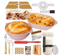 TatTech Kit Pain au Levain 18 Pièces, Ensemble Complet de Cuisson | Accessoires Complets pour Pain Artisanal Silicone 22,5cm Rond 24cm Ovale Bocal 750ml pour Débutants boulangers expérimentés