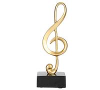 TatTech Note de musique Ornement Sculpture musicale Statue Notes de musique Clé Figurine dorée Baguette Symbole de musique Décoration de table Sculpture de piano Cadeaux pour la maison Souvenirs de