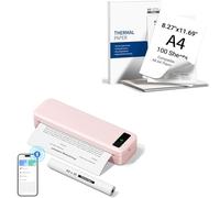 TATTMUSE Imprimante A285M Rose et 100 Feuilles de Papier Thermique A4