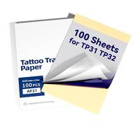 TATTMUSE Lot de 100 feuilles de papier transfert pour tatouage TP31/TP32 de 8 x 13,3 cm - Convient pour les tatoueurs simples et minimalistes - Kit de tatouage pour débutants
