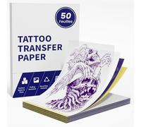 TATTMUSE Lot de 50 feuilles de papier de transfert thermique pour tatouage, format A4, conçu pour les artistes de tatouage et les passionnés, convient à la plupart des imprimantes de tatouage