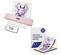 TATTMUSE Rose Thermocopieur Tatouage Bluetooth avec 50 Feuilles de Papier Format A4, Machine Transfert de Tatouage pour Artistes de Tatouage et débutants