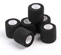 Tattoo Grip Cover Wrap 6 Rolls Couverture De Poignée De Tatouage 6 Rouleaux 2 In 4.5m Disposable Cohesive Tattoo Grip Tape Ruban Adhésif Jetable Pour Tatouage (Black)