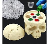 Tattoo Ink Caps Cups et 1 Crâne porte-encre, Rayyl 100pcs Grands Capsule Encre Tatouage et 7 trous Crâne Porte-encre Tattoo Ink Cup Holder pour Accessoires de Tatouage