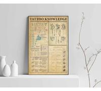 Tattoo Knowledge - Poster satiné - Affiche de tatouage - Art mural - Décoration murale - Affiche de tatouage - Décoration de studio de tatouage - Plaque en métal - 15,2 x 20,3 cm