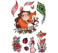 Tattoo' Mania - Planche 9 x 13 cm Tatouages éphémères Enfant - Forêt Rose Rose G