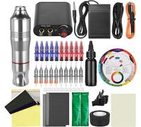 Tattoo Pen Kit Ballpoint Cartridge Needles Tattoo Machine For Beginners Rotary Tattoo Pen Kits Complete Tattoo Sets(Silvery)