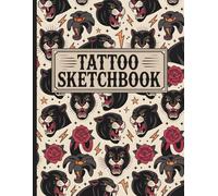 Tattoo Sketchbook - Panther & Lightning Flash: Fierce Black Cat Heads, Roses & Bolts - Traditional Flash Tattoo Art Journal