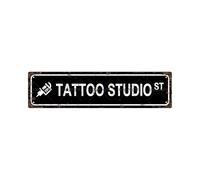 TATTOO STUDIO ST - Plaque en métal vintage, panneau de rue, décoration d'intérieur, décoration murale, salle de bain, bar, café, garage, 40,6 x 10,2 cm