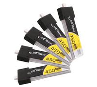 Tattu 1S Batteries LiPo 450mAh 75C 3,8V HV avec Connecteur BT 2.0 pour Drones FPV Tinywhoop Cetus Pro - Lot de 5