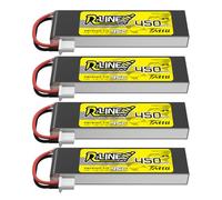 Tattu 1S LiPo Batterie 450mAh 3.8V 95C BT2.0 pour Tiny Whoop Drone FPV 4pcs