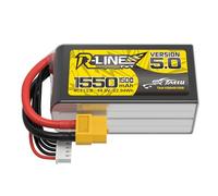 Tattu 4S 14,8V 1550mAh 150C Batterie LiPo R-Line Version 5.0 avec Connecteur XT60, Batterie de Compétition pour Drones de Course FPV 5 Pouces