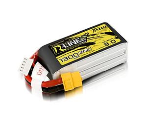 Tattu 4S Lipo Batterie 1300mAh 14,8V 120C 4S Rline Version Batterie avec connecteur XT60 pour FPV Racing Drones Vélo de Route Quadcopters Avion Hélicoptère RC Bateau RC Voiture