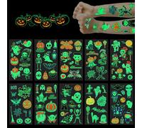 Tatuaggi Temporanei di Halloween, 10 Fogli Adesivi Luminous di Halloween, Tatuaggi Luminosi di Halloween, Halloween Tatuaggi per Bambini, Zucca Tatuaggi Halloween, Stickers Tatuaggi Halloween