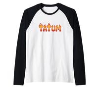 Tatum on Fire Nom Word Art - Jolie Flamme personnalisée Manche Raglan