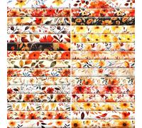 Tatuo 30 Pièces 10 x 10 Pouces Tissu en Coton Imprimé Lot de Tissu Carrés Floraux Patchwork de Couture de Matelassage en Coton à Motifs Assortis pour DIY(Fleurs d'Automne)