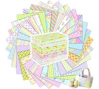 Tatuo 30 Pièces 25 x 25 cm Tissu en Coton Imprimé Lot de Tissu Carrés Floraux Patchwork de Couture de Matelassage en Coton à Motifs Assortis pour DIY(Pâques)