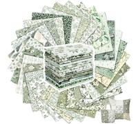 Tatuo 30 Pièces 25 x 25 cm Tissu en Coton Imprimé Lot de Tissu Carrés Floraux Patchwork de Couture de Matelassage en Coton à Motifs Assortis pour DIY(Vert Botanique)