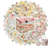 Tatuo 30 Pièces 25 x 25 cm Tissu en Coton Imprimé Lot de Tissu Carrés Floraux Patchwork de Couture de Matelassage en Coton à Motifs Assortis pour DIY(Rose Vintage)