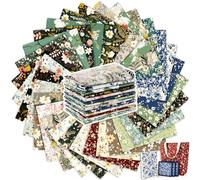 Tatuo 30 Pièces 25 x 25 cm Tissu en Coton Imprimé Lot de Tissu Carrés Floraux Patchwork de Couture de Matelassage en Coton à Motifs Assortis pour DIY(Fleurs Vertes)