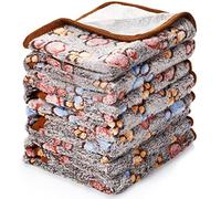 Tatuo 4 Pièces Couvertures à Imprimé de Patte Polaire pour Chien Animaux de Compagnie Couverture de Sommeil pour Chiot Chaton(Noir, S)