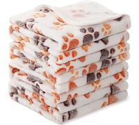 Tatuo 4 Pièces Couvertures à Imprimé de Patte Polaire pour Chien Animaux de Compagnie Couverture de Sommeil pour Chiot Chaton(Blanc, S)