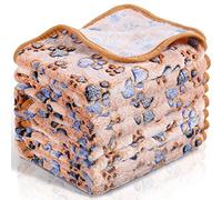 Tatuo 4 Pièces Couvertures à Imprimé de Patte Polaire pour Chien Animaux de Compagnie Couverture de Sommeil pour Chiot Chaton(Café, S)