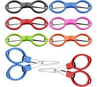 Tatuo 6 Pièces Ciseaux en Acier Inoxydable Ciseaux Pliants Antirouille Mini Cisaille en Forme de Lunettes pour Utilisation à Domicile et en Voyage (5 Couleurs)
