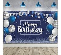 Tatuo Banniere Joyeux Anniversaire Bleu 185×110cm Affiche Anniversaire Bleu Fond Photo Anniversaire Bleu Toile de Fond Anniversaire Bleu Mur Photo Anniversaire Banniere Happy Birthday Garcon