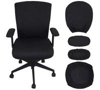 Tatuo Housse de Chaise Accoudoir et Dossier Extensible, Noir, 1 Set | Élastique et Rotatif, Pour Chaise de Bureau, Couverture de Siège Universelle, Avec Dossier, Protecteur d'Ordinateur